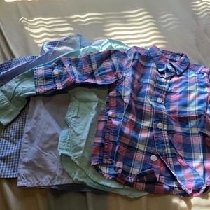 Colorful Plaid and Solid Kids Button Down Shirt Set